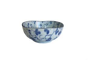 Sm White Bowl w/ Blue Floral Design