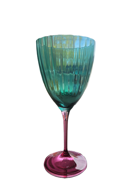 Wine Glass with Pink Base and Green Bowl