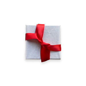 Small White Gift Box with Red Ribbon