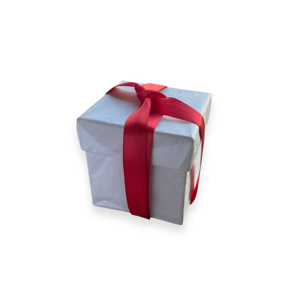 Small White Gift Box with Red Ribbon