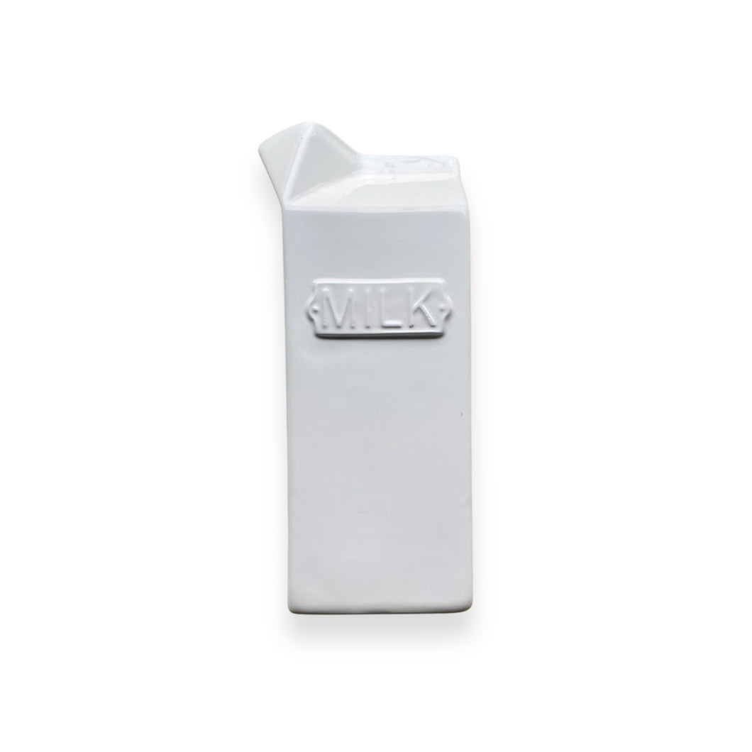 Small White Milk Ceramic Carton