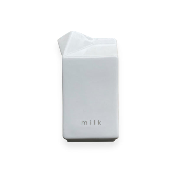 "Milk/Lait" White Ceramic Carton