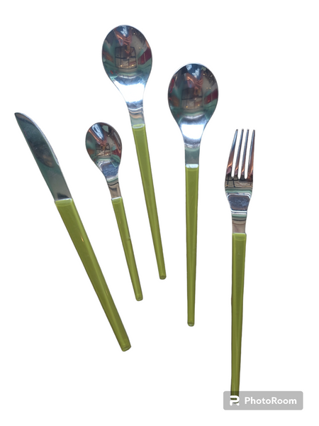 Green Coloured Flatware Set