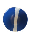 Blue Ceramic Bowl with White Stripe