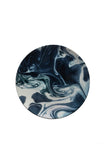 Medium White/Blue Swirl Design Ceramic Lunch Plate