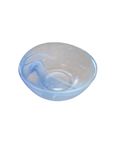 Small Glass Clear Bowl with Blue Swirl