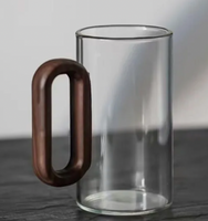 Glass Mug with Wood Grain Handle