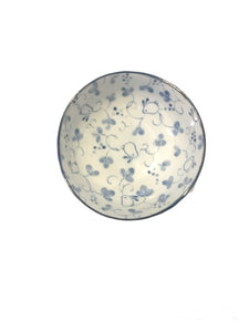 Sm White Bowl w/ Blue Floral Design