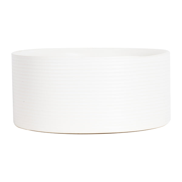 Lg White Ribbed Bowl