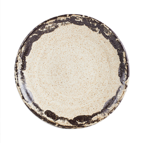 Lg Cream Plate With Brown Rim And Speckles