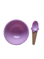 Purple Plastic Ice Cream Bowl and Spoon