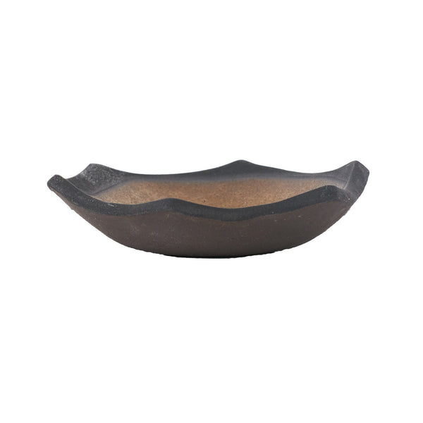 Sm Black Hexagon Dish With Bronze Design