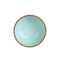 Sm Light Blue Bowl With Brown Rim