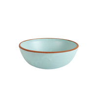 Sm Light Blue Bowl With Brown Rim