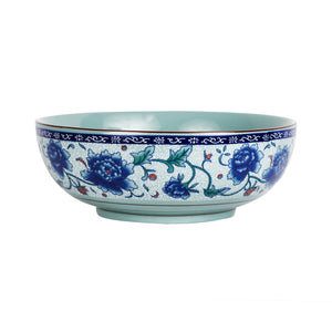 Md Patterned Blue Bowl With Pale Blue Interior