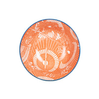 Sm Light Blue Patterned Bowl With Orange Interior