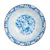 Sm Blue Cross-Hatch Patterned Bowl With Floral Interior