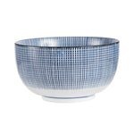 Sm White Bowl With Blue Stripe Pattern