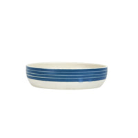 Md Shallow Blue Bowl With Cream Interior