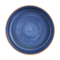 Lg Blue Bowl With Brown Exterior