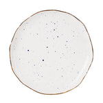 Md White Plate With Gold Rim And Blue Speckles