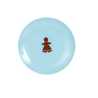 Md Light Blue Plate With Different Brown Christmas Designs