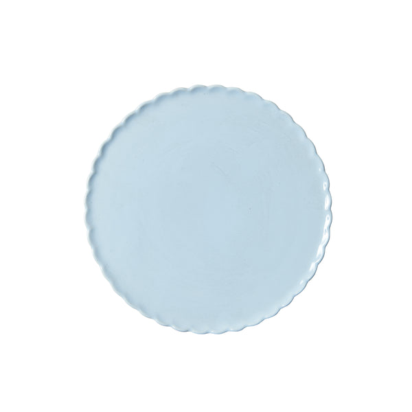 Lg Light Blue Plate With Wavy Edges