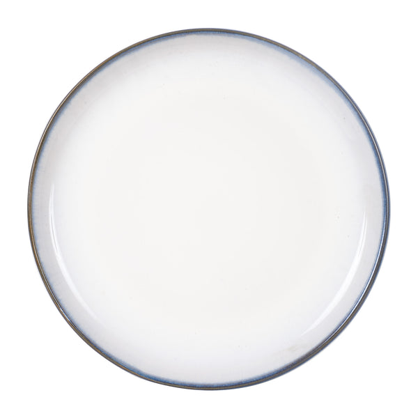 White Plate With Dark Rim And Grey/Blue Bottom