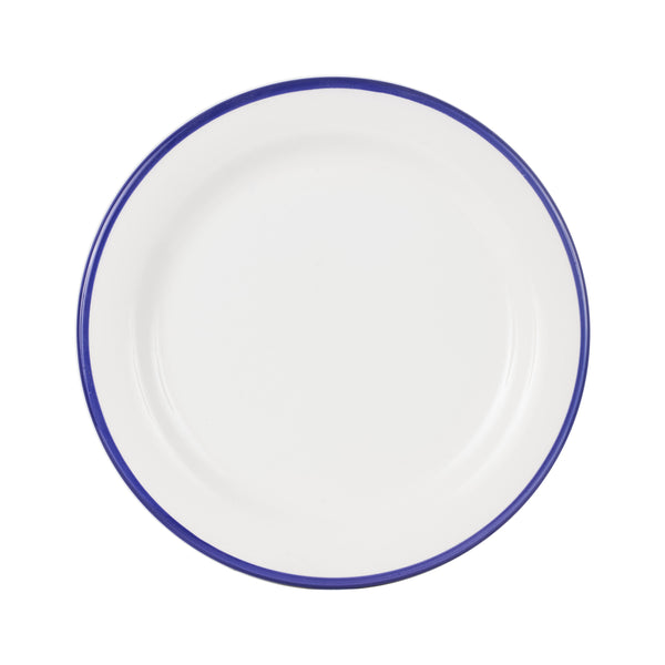 Md White Plate With Indigo Rim