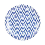 Md White Plate With Dark Blue Zig Zag Pattern