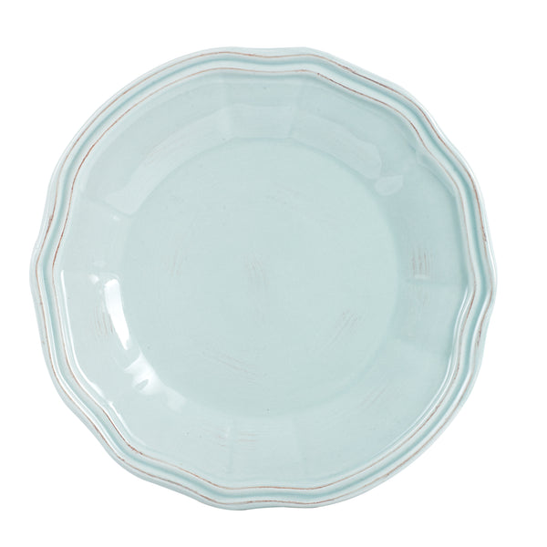 Lg Light Blue Plate With Flower Design