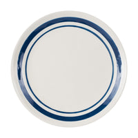 Lg White Plate With Dark Blue Rings