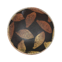 Sm Brown Bowl With Leaf Design