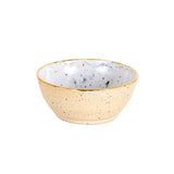 Sm Cream Pinch Bowl With Gold Rim