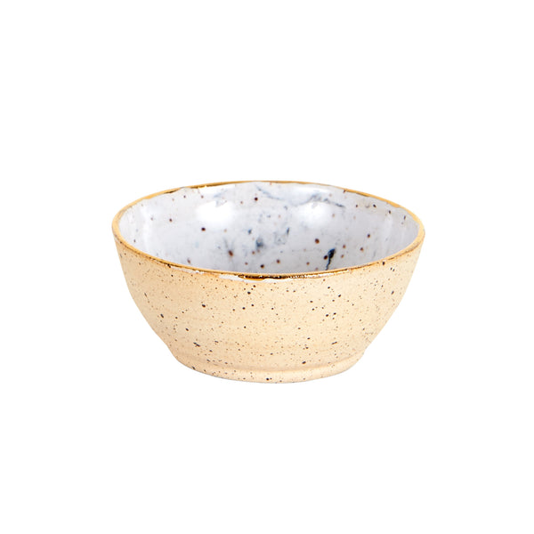 Sm Cream Pinch Bowl With Gold Rim