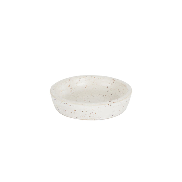 Sm Cream Speckled Shallow Dish