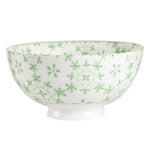 Sm White Bowl With Green Flower Design