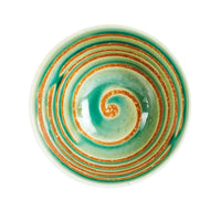 Sm Green Bowl With Brown Stripes