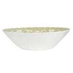 Md White Bowl With Green Patterned Interior