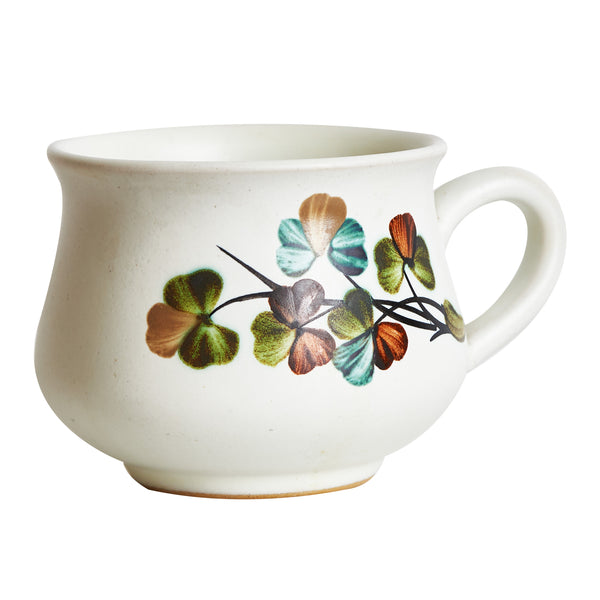 White Mug With Green Foliage Design