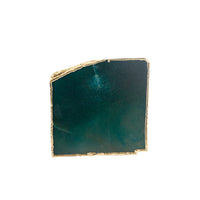 Seaweed Green Crystal Coaster w/ Gold Edging