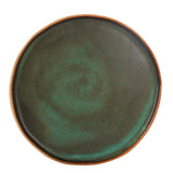 Lg Green Plate Lightly Burnt Orange Edges