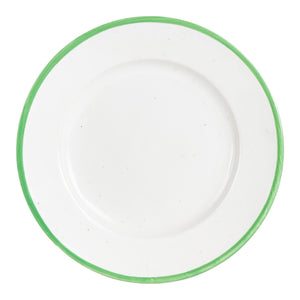 Sm White Plate With Green Rim