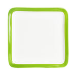 Sm Square White Plate With Green Rim