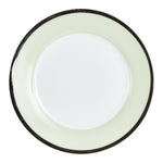 Md White Plate With Light Green And Black Rim