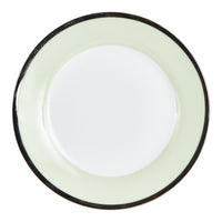 Md White Plate With Light Green And Black Rim