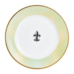 Md White Plate With Light Green And Gold Rim