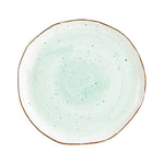 Md Speckled White Plate With Green Swirl And Gold Rim