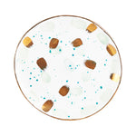 Md Speckled White/Green Plate With Gold Spots And Rim