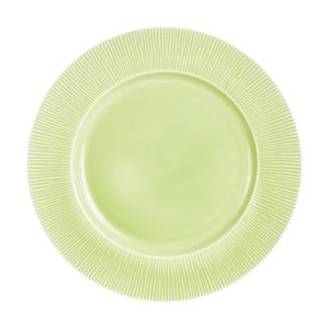 Lg Light Green Plate With Striped Rim